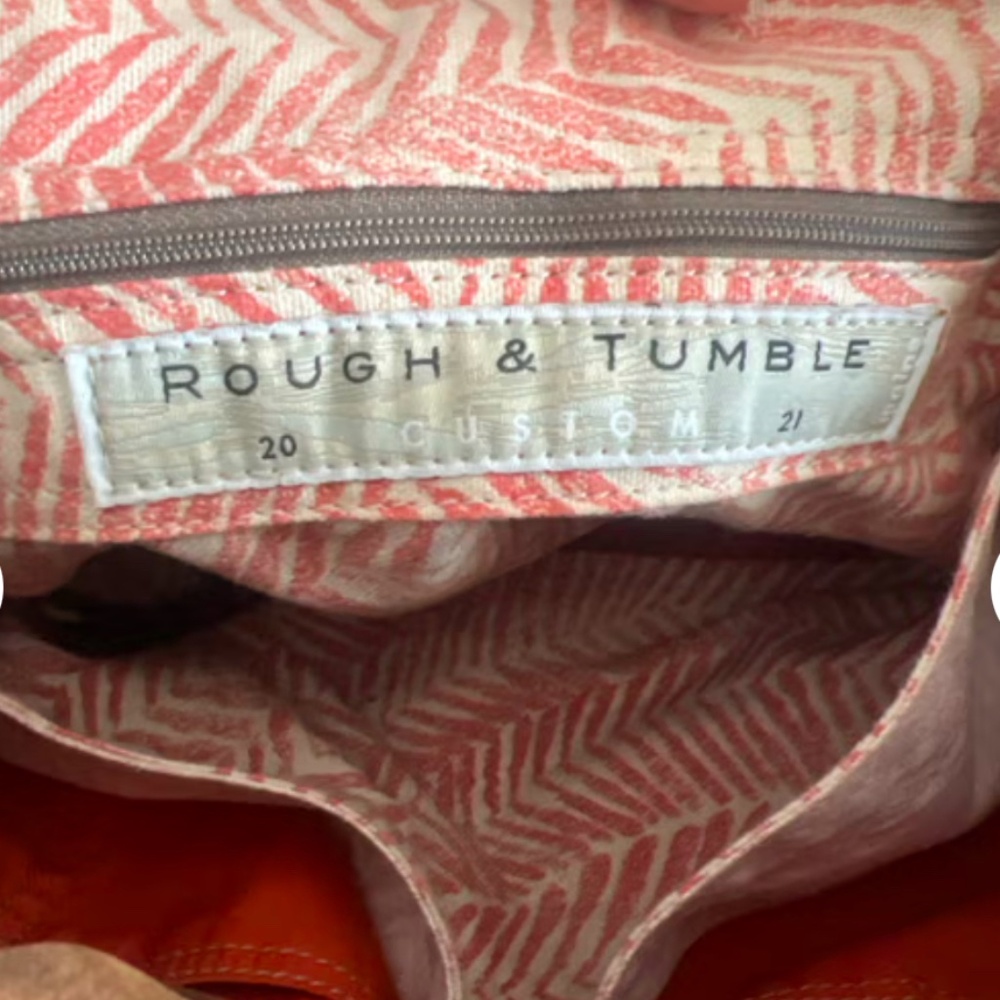 Rough & Tumble Rustic Pecan Open Pocket Borough with Orange & White Lining Bag - Picture 7 of 10